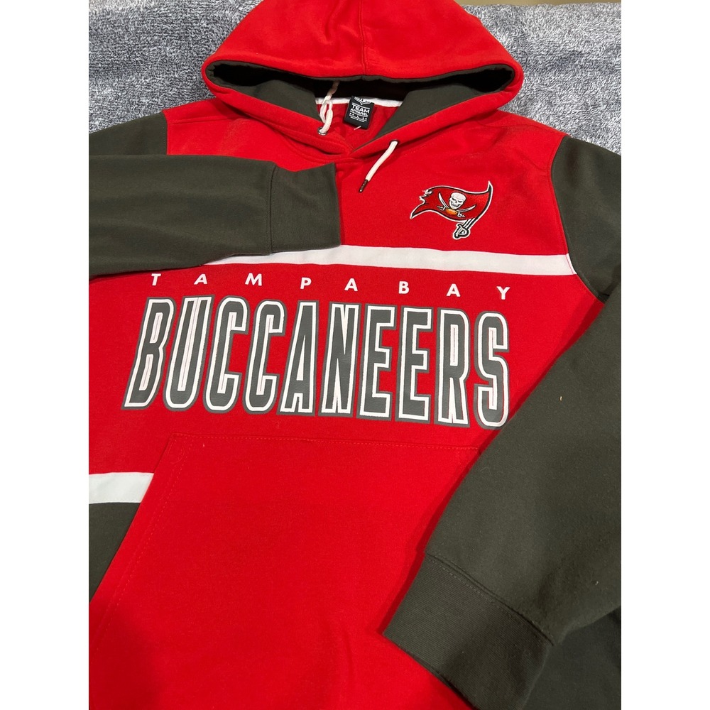 NFL Team Apparel Tampa Bay Buccaneers Hoodie Red Pewter Colorblock Mens XL